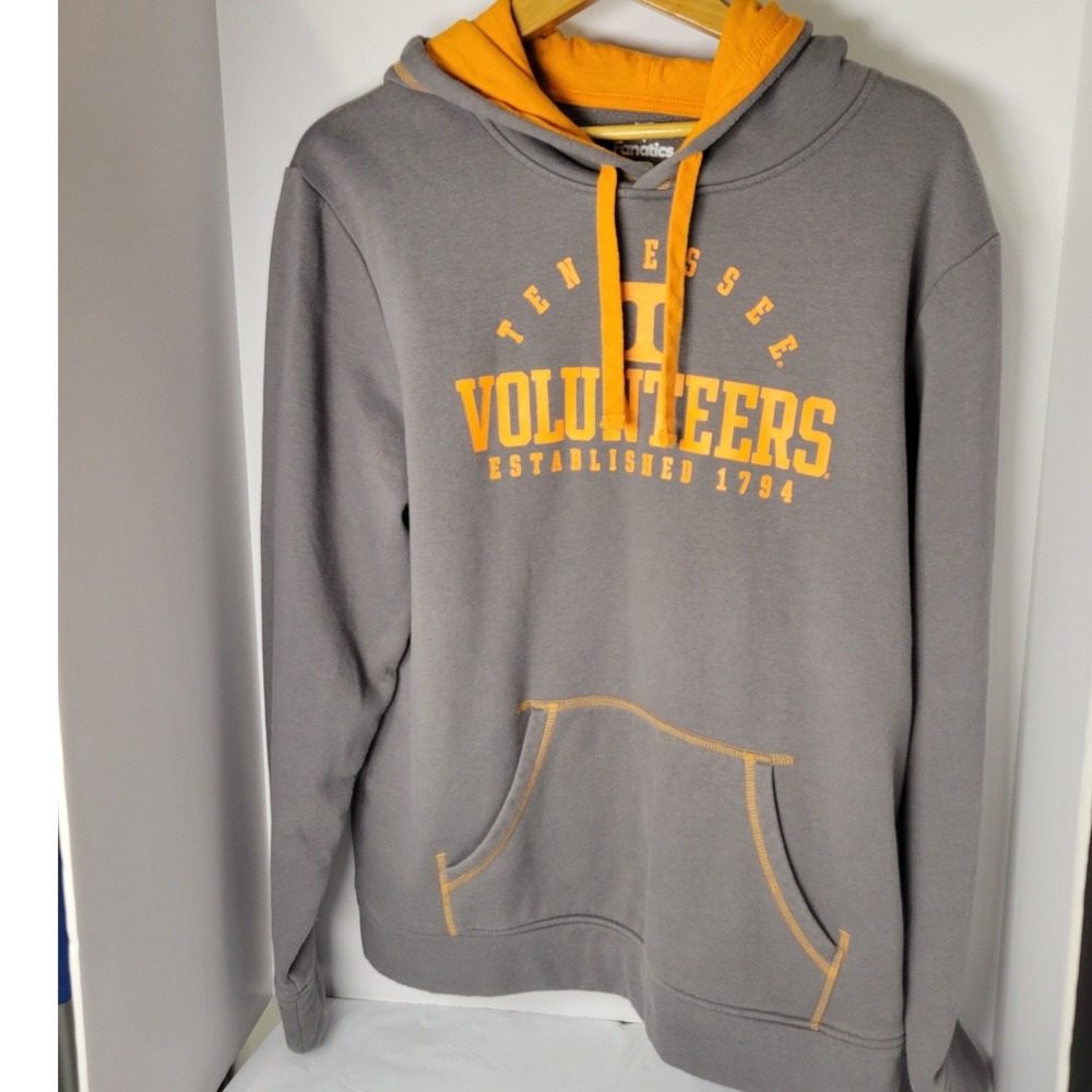 Fanatics Tennessee Volunteers Hoodie Mens Large Gray Orange NCAA Sweatshirt 39D6